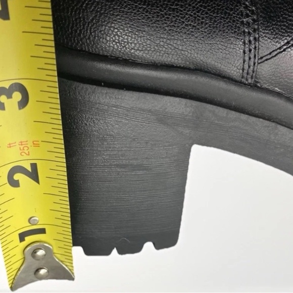 NINE WEST Black Vegan Leather Faux Fur Chunky Heel Winter Snow Boots Women’s 8 M - Picture 9 of 10